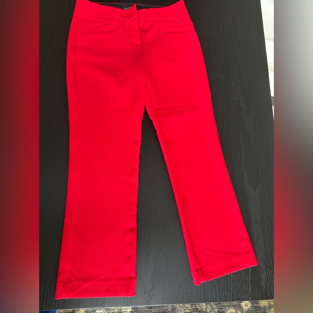 Super Flattering Vibrant Red Flared Pants by Express
